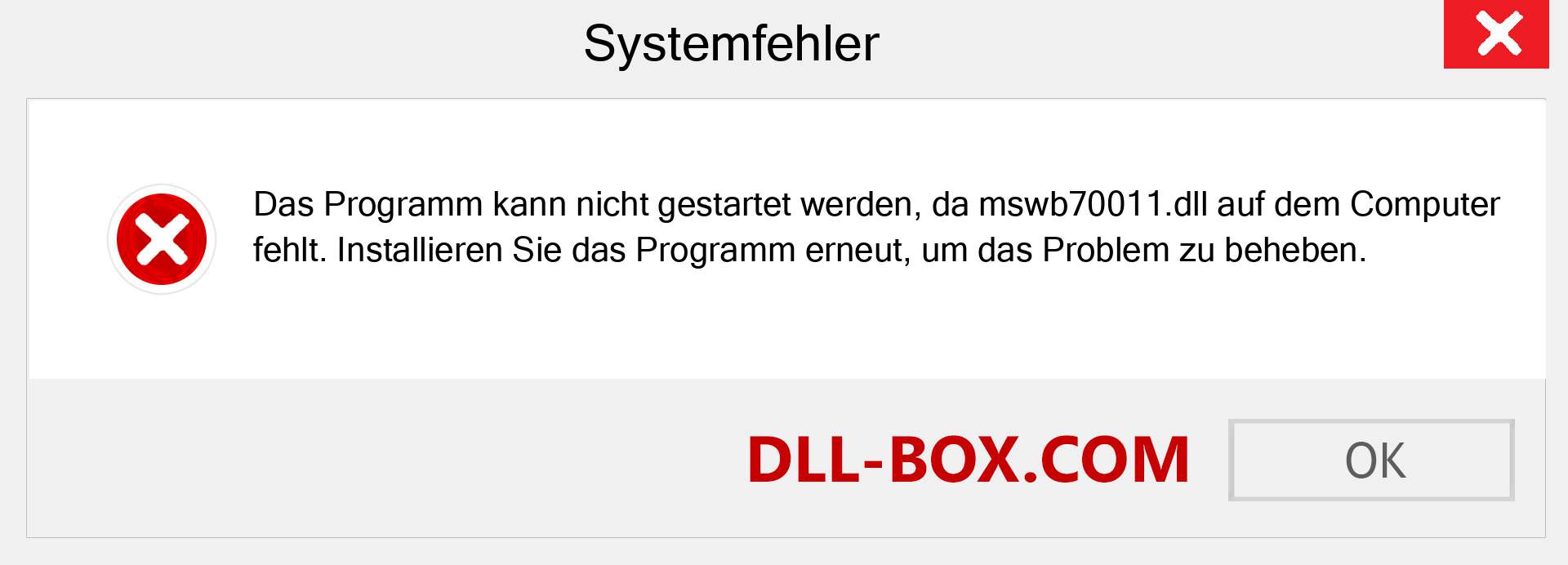 mswb70011.dll-Datei fehlt?. Download für Windows 7, 8, 10 - Fix mswb70011 dll Missing Error unter Windows, Fotos, Bildern