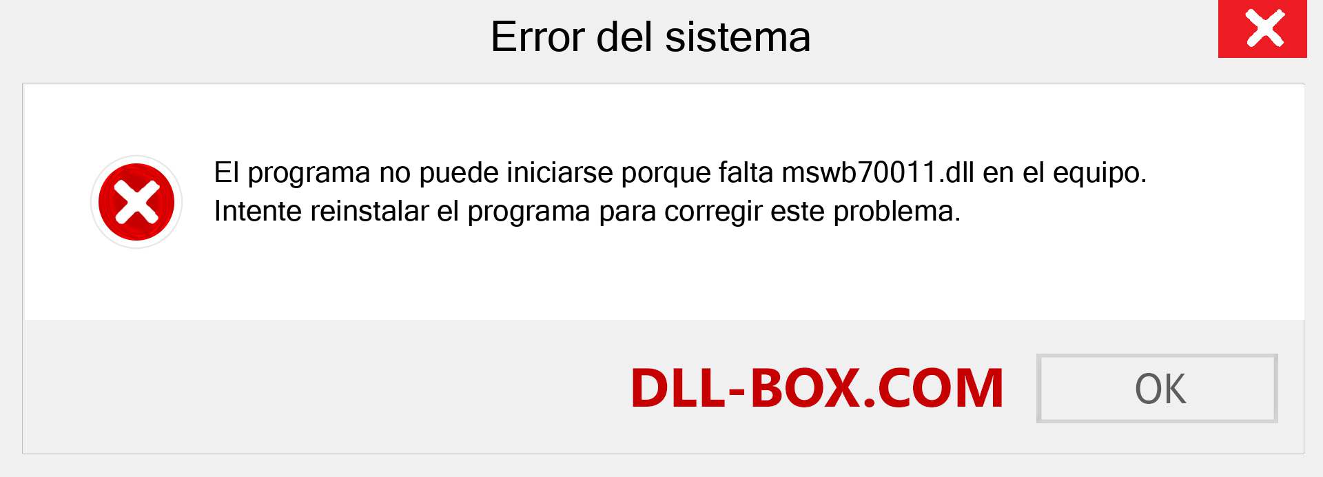 ¿Falta el archivo mswb70011.dll ?. Descargar para Windows 7, 8, 10 - Corregir mswb70011 dll Missing Error en Windows, fotos, imágenes